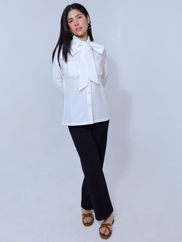 PEARL BOW SHIRT